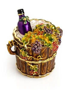 Keren Kopal Wine Graps Bucket Hand made Trinket box Decorated &Austrian Crystals - Picture 1 of 21