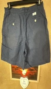 Vineyard Vines Hombre Azul Bermudas Cortas 31 Planas Sólidas Cremallera Bolsillos Relajado Chi - Imagen 1 de 5