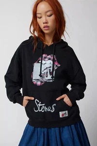 Urban Outfitters Rolling Stones x MTV Hoodie Graphic Print Logo Sweatshirt - XS - Picture 1 of 8