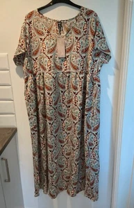 Emery Rose Turquoise and Brown Paisley Summer Dress. Size 16 XL - Picture 1 of 7