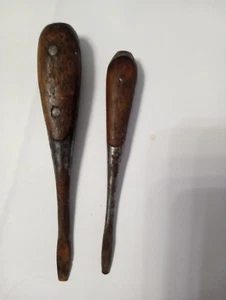 Antike 2 Flachkopfschraubendreher mit perfektem Griff 5 3/4" & 5" - Bild 1 von 5