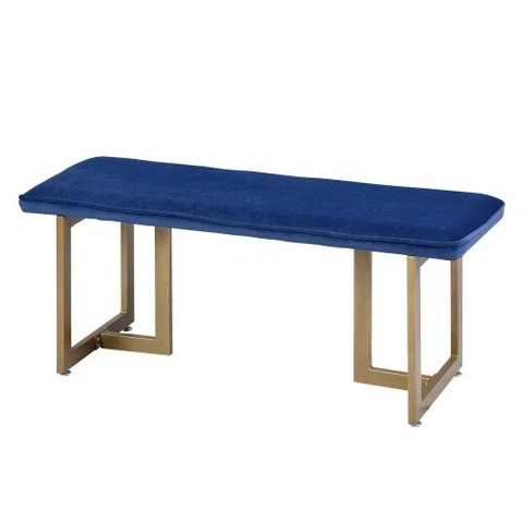 Velvet Upholstered Bench with Golden Powder Coating Legs Cover