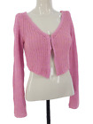 Urban Outfitters Cardigan Kylie Jumper Cropped Pink Chunky Knit Open Front S