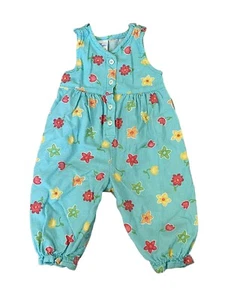 Vtg Baby OshKosh B Gosh Bib Overall Romper Floral Waffle Tulip 12 Months Bubble - Picture 1 of 4