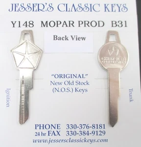 1964 CHRYSLER NOS Original Pentastar Keys Y-148 B-31 1964 - Picture 1 of 5