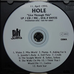 HOLE – Live Through This CD For Promotion Only City Slang – EFA 04935 CD Promo - Picture 1 of 4