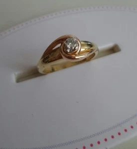 ANELLO SOLITARIO ORO GIALLO 750 18KT DIAMANTE VERO 0,15 VVS2 DIAMOND GOLD RING - Foto 1 di 1