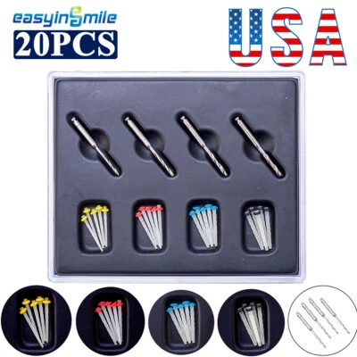 20Pcs Dental Endo Fiber Post Resin Quartz Glass Screw Pile & 4Drills Transparant - Image 1 of 4