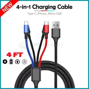 4-in-1 HEAVY DUTY FAST Charging Cable for Motorola Moto G35/ Moto G45 / Moto G55 - Picture 1 of 4