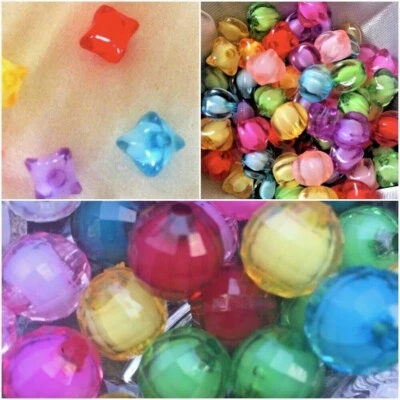 50x Acrylic Beads Plastic Button 3D Miracle Round Square Bead for Craft 6mm-12mm - Image 1 of 4