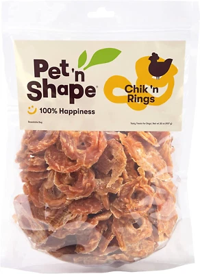 Pet 'n Shape Chik 'n Rings – Guloseimas naturais para cachorros espasmódicas com peito de frango, 2 libras - Imagem 1 de 4