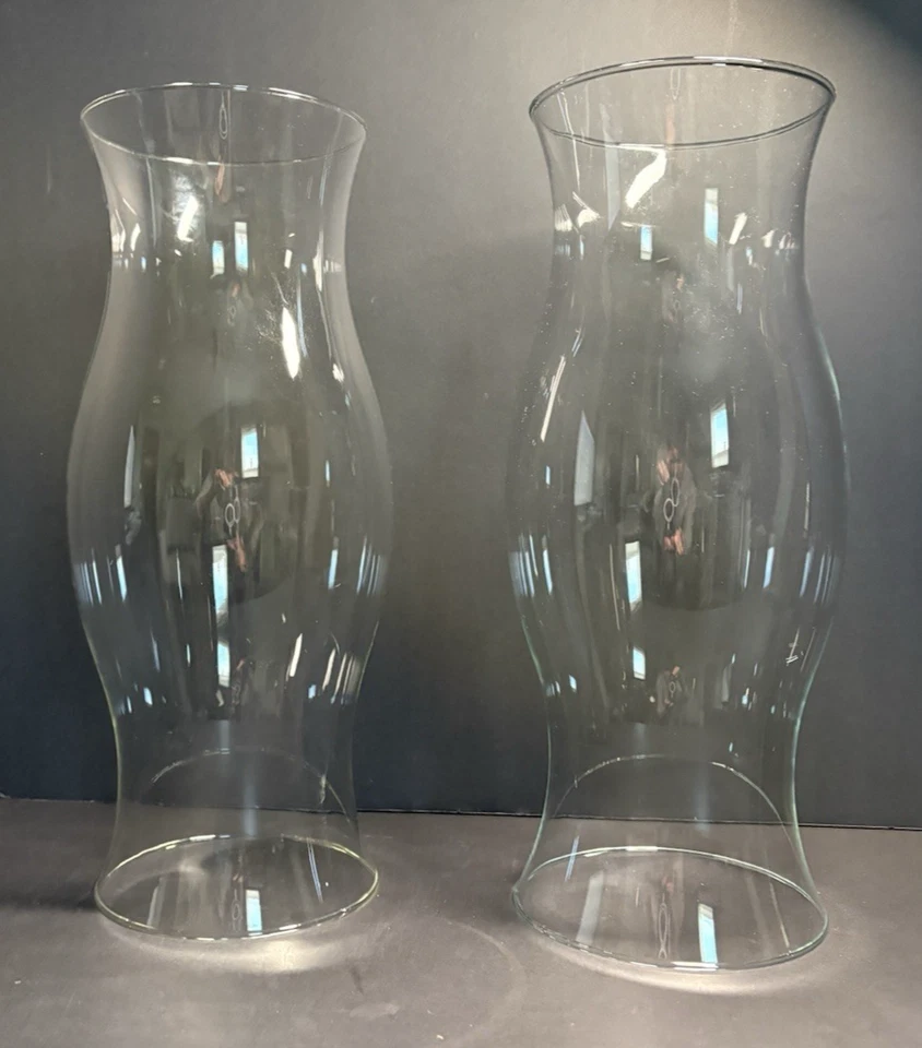 Lot of 2 Colonial Williamsburg Style Glass Hurricane Candle Shades Globes-14" EC - Image 1 of 4
