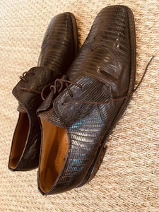 David Eden Men’s Brown  Genuine Lizard Handmade Oxfords Dress  Shoes Sz 10.5 - Picture 1 of 4