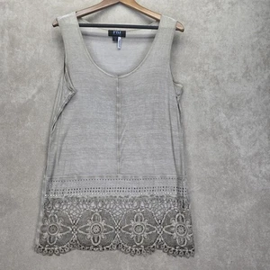 FDJ Womens Beige Tunic Tank Top W/ Crochet & Metal Embellishments Size Large - Picture 1 of 19