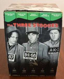 Vintage 1998 Boxed Set of 5 THE THREE STOOGES VHS Video Tapes - Picture 1 of 9