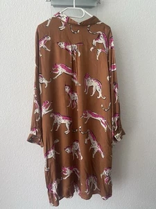Milano Italy Damen Blusenkleid braun pink Weiß Frühling/Sommer Mode Gr. 46 - Bild 1 von 5
