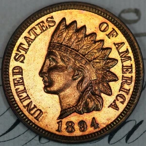 1894 CAMEO PRISTINE+ RED GEM PROOF INDIAN HEAD PENNY DC124 FROM MATTHEWS HOARD - Picture 1 of 3