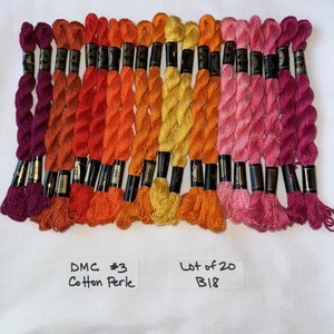 Lot of 20 DMC Cotton Perle #3 Pearl BRIGHTS Embroidery Floss 15m/16.4y/5g ea B18 - Picture 1 of 4