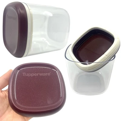 Tupperware Skyline 780 ml lata de almacenamiento aspecto de vidrio / mora brillo NUEVO