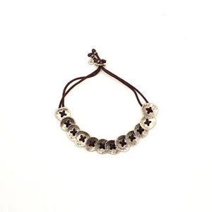 Silpada Sterling Silber 925 Knopf Scheibe braun Kordel Armband B2012 Knopfleiste - Bild 1 von 4