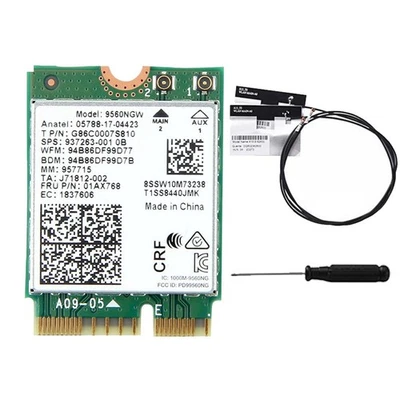 9560NGW WLAN-Karte + 2 X Antenne, 1730 Mbit/S, Kabellos, 9560AC, 2,4 G, 5 G8482 - Bild 1 von 4