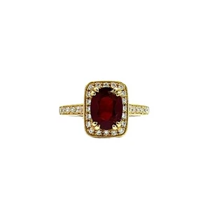 Anillo Vintage Oro Amarillo 14k 1.35ctw Rubí y Diamantes 0.40ctw Talla 5.75 - Imagen 1 de 6