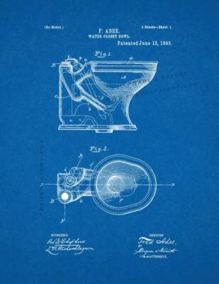 Toilet Patent Print Blueprint - Image 1 of 3