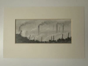 Northern Art original pencil drawing. Dave Hartley Industrial townscape artwork. - Picture 1 of 6