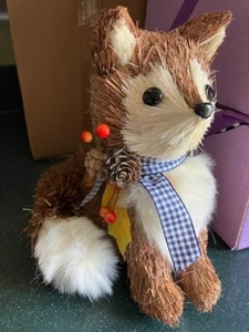 Bath and & Body Works Fall Critters Decorative Sitting Fox Gingham Scarf - Picture 1 of 6