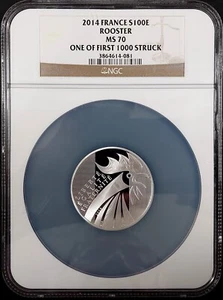 2014 France 100 € "Rooster" graded MS 70 by NGC! One of First 1000 Struck! - Picture 1 of 5