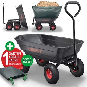 Gartenwagen Kippbar 300kg mit Laubsack Hand Transport Boller Plattform Wagen - Bild 1 von 12