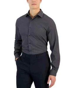 Alfani Men's Dress Shirt Texture Button Down Shirt Long Sleeve Charcoal Gray - Picture 1 of 5