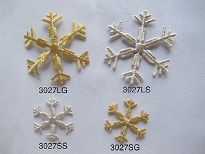 #3027 Golden,Silver Snowflake,Snow Embroidery Iron On Applique Patch - Picture 1 of 5