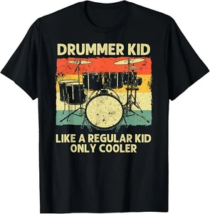 Drumming Art For Boys Girls Kids Drumline Drum Set Drummer unisex T-Shirt - Picture 1 of 2