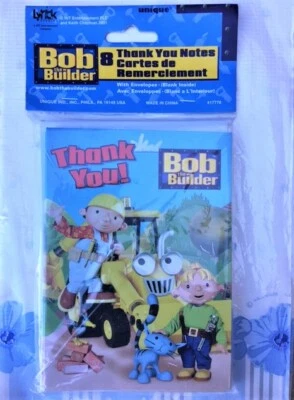 BOB THE BUILDER Happy BIRTHDAY Thank you card CHILD PARTY SUPPLIE 8 envelops New - Image 1 of 4