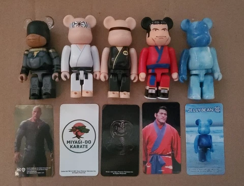 Bearbrick Be@rbrick 100% Lot Of 5 Black Adam Cobra Kai Miyagi-Do Karate Jellybea Cover