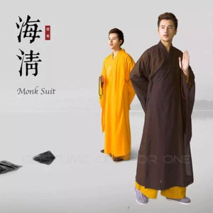 Zen Buddhist Meditation Haiqing Robe Kung Fu Long Gown Shaolin Monk Uniform Hot - Picture 1 of 5