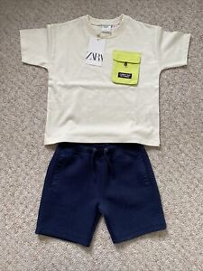 Boys 3-4yr Brand New Sporty T-shirt And Sweat Short Outfit. From Zara & Next