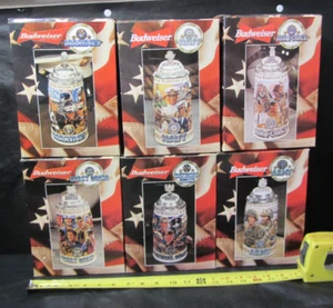 Budweiser Armed Forces Stein Mug Tankard lot of 6 Army Navy USAF Marines CG + - Picture 1 of 17
