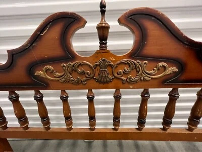 Antique Hardwood Mahogany 4-Poster w/Headboard Queen Bed (Made in Puerto Rico) - Image 1 of 4