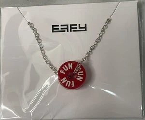 BRAND NEW EFFY Carnival Cruise "FUN SHIP" Charm/Barrel Pendant Necklace Red  - Picture 1 of 3