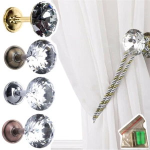 Curtain Tie Back Hooks Tassel Large Crystal Holder Wall-Mount Alloy Hanger Dec - Picture 1 of 19
