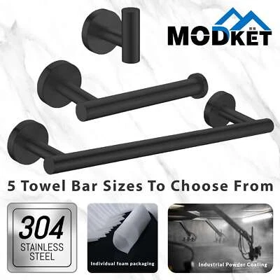 3pc Bathroom Hardware Set Wall Mounted Matte Black Towel Bar Toilet Paper Holder - Image 1 of 4