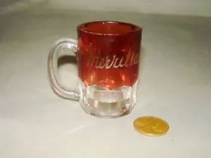 c1900 Souvenir Ruby Stained Glass EAPG - Miniature Beer Mug - MERRILLAN WIS WI - Picture 1 of 2
