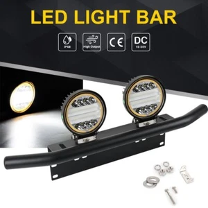 Steel License Plate Holder Bracket + 2PCS 5 inch LED Work Light Bar ATV Truck US - Picture 1 of 12