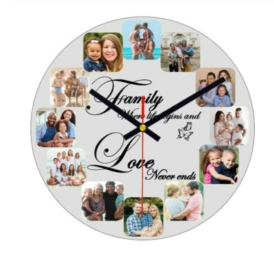 Large Personalised Custom MDF Wall Clock Any Photo/Logo/Text/Image LASER CUT MDF - Image 1 of 4