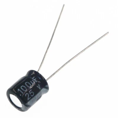 100pcs 25V 100uF 25Volt 100MFD 105C Aluminum Electrolytic Capacitor 6×7mm Radia