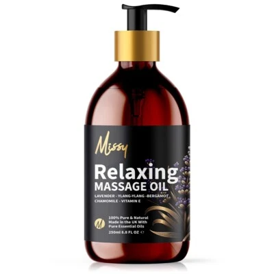 MISSY Relaxing Massage Oil - Hand Made in the UK, Lavender, Chamomile, Bergamot