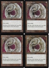 MTG: COILED TINVIPER Tempest COMMON; played, Excellent condition x4