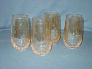 4 PIER 1 AMBER CRACKLE GOLDEN LUSTER Longdrinkgläser 6" - Bild 1 von 3